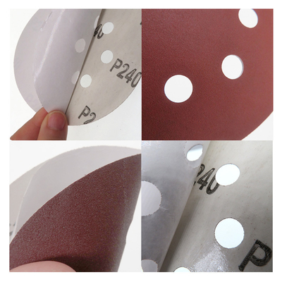 5 นิ้ว PSA Self Adhesive Orbital Sander กระดาษทรายอลูมิเนียมออกไซด์สีแดงสำหรับขัดขัด
