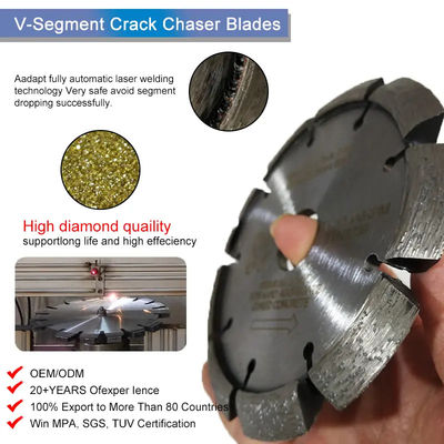 6 นิ้วเลเซอร์ welded Crack Chaser Tuck จุดเพชร V จานตัด Blade สําหรับการกําจัดปูนคอนกรีต