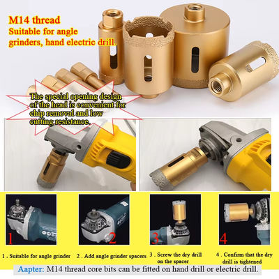 M14 รูกลมกระเบื้องแกนสว่านสูญญากาศ Brazed