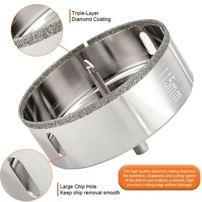 เครื่องตัดกระเบื้องกลวง 80 มม. ดอกสว่านแกนเพชรสำหรับแก้ว