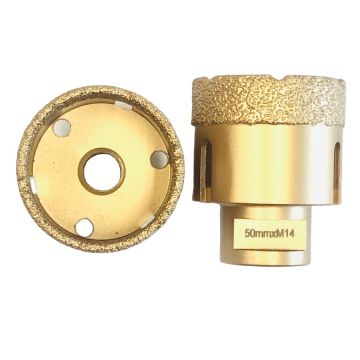 4pcs M14 เครื่องมือเพชรประสานสูญญากาศ 50 มม. เจาะบิตบิ่นน้อยที่สุด