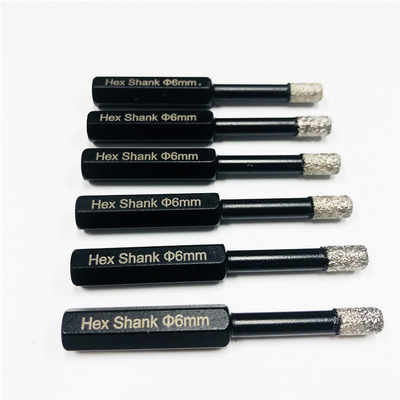 OD 6mm Vacuum Brazed Diamond Core Bits สำหรับกระเบื้องพอร์ซเลน